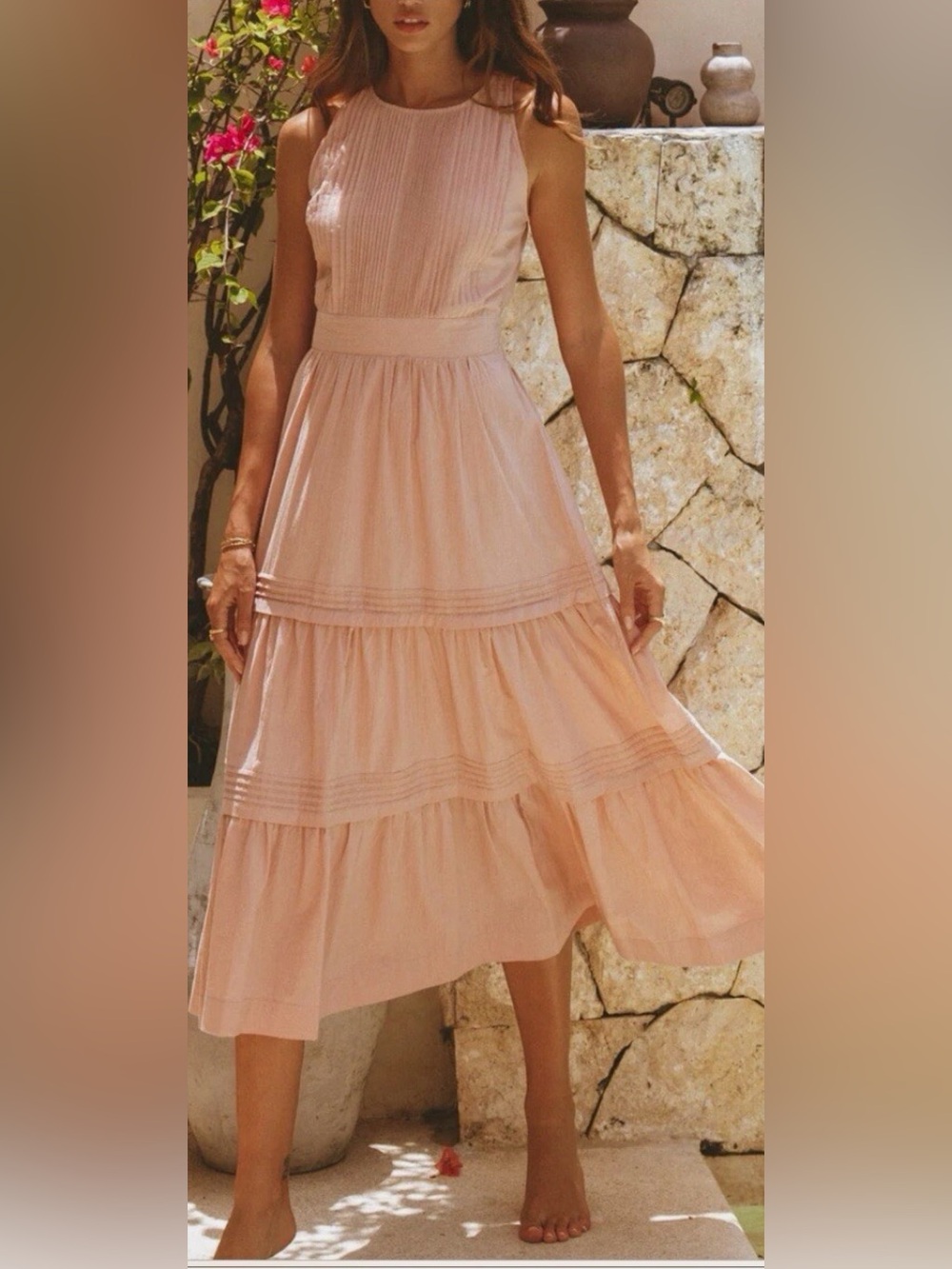 Pampelone Perle Tiered Pleated Dress Small